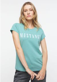 Mustang - MUSTANG Alina C Logo Tee Damski T-shirt Mineral Blue 1013222 6236 #1