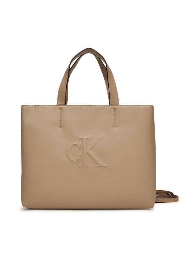 Torebka Calvin Klein Jeans. Kolor: beżowy