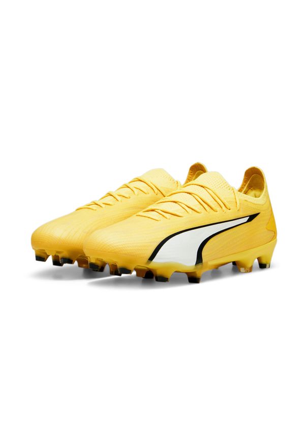 Buty piłkarskie Puma Ultra Ultimate FG/AG. Zapięcie: sznurówki. Kolor: biały, czarny, żółty, wielokolorowy. Materiał: syntetyk, materiał. Szerokość cholewki: normalna. Sport: piłka nożna