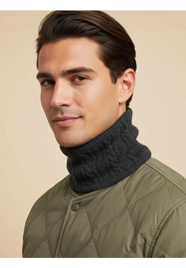 Sinsay - Komin z ocieplanym futerkiem - czarny. Kolor: czarny. Materiał: futro