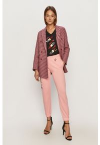 Pinko - Spodnie. Kolor: różowy. Materiał: bawełna, dzianina. Wzór: nadruk #3
