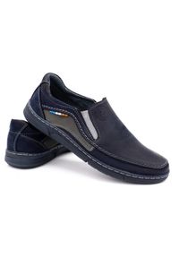 Olivier Buty męskie slip-on 283GT granatowe niebieskie. Zapięcie: bez zapięcia. Kolor: niebieski. Materiał: jeans, skóra. Sezon: wiosna, jesień. Styl: sportowy #11