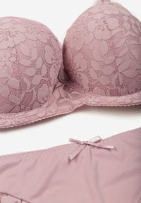 Renee - Jasnofioletowy Koronkowy Komplet Majtki Figi i Biustonosz Eziselle. Kolor: fioletowy. Materiał: koronka. Wzór: koronka #2