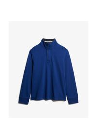Bluza z pół zamkiem błyskawicznym Superdry Cotton Classics Jersey Henley. Okazja: na co dzień. Typ kołnierza: typu henley. Kolor: niebieski. Materiał: jersey. Styl: casual #1