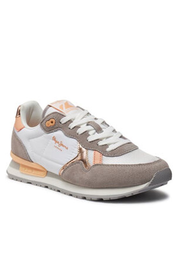 Pepe Jeans Sneakersy Brit Heritage W PLS31474 Biały. Kolor: biały. Materiał: zamsz, skóra