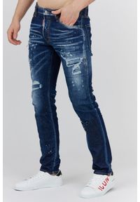 DSQUARED2 Granatowe jeansy męskie cool guy jean. Kolor: niebieski. Wzór: aplikacja #5
