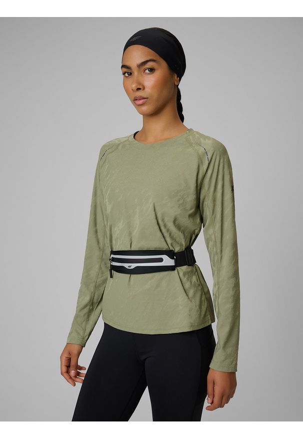 4f - 4F Longsleeve do biegania szybkoschnący damski - oliwkowy L. Kolor: oliwkowy, brązowy, wielokolorowy. Długość rękawa: długi rękaw. Długość: długie. Sport: fitness, bieganie
