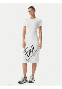 EA7 Emporio Armani Sukienka codzienna 7W001062 AF10373 U0002 Biały Regular Fit. Okazja: na co dzień. Kolor: biały. Materiał: bawełna. Typ sukienki: proste. Styl: casual #1