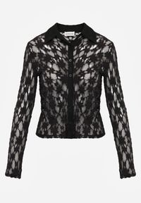 Renee - Czarna Koszula z Kwiatowej Koronki Nevieras. Kolor: czarny. Materiał: koronka. Wzór: kwiaty, koronka. Styl: elegancki, klasyczny #2