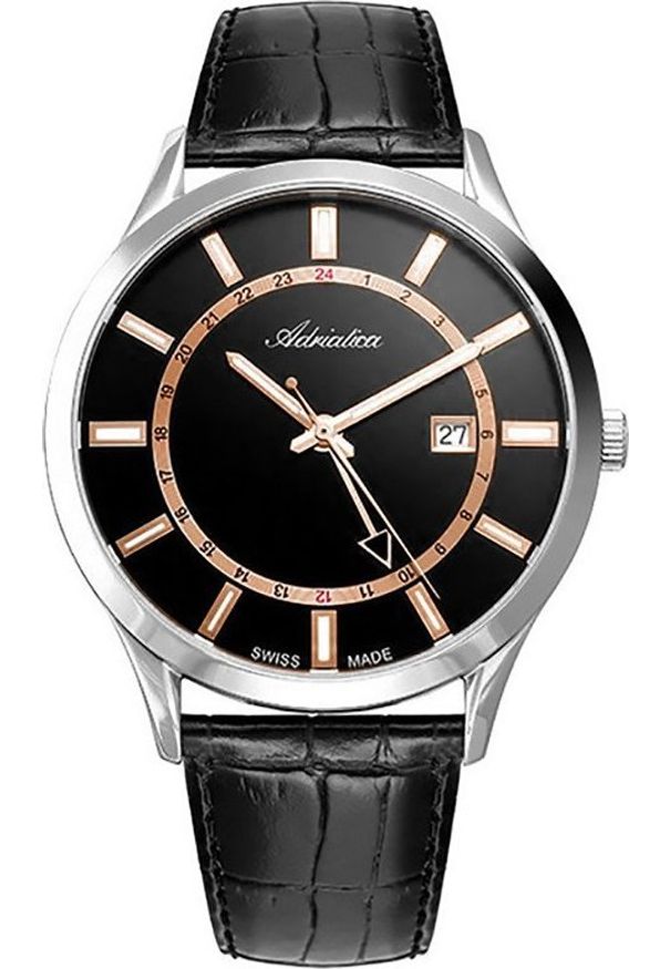 Zegarek Adriatica Zegarek męski Adriatica A8289.52R4Q czarny. Kolor: czarny