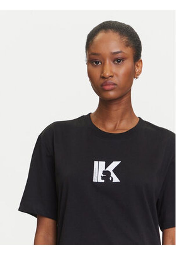 Karl Lagerfeld Jeans T-Shirt A3W17094 Czarny Regular Fit. Kolor: czarny. Materiał: bawełna