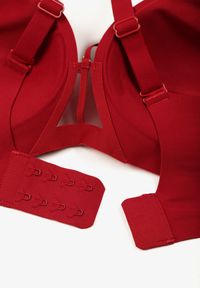 Born2be - Bordowy Biustonosz z Ozdobnymi Paskami Zetessa. Kolor: czerwony. Materiał: jeans. Wzór: paski #3