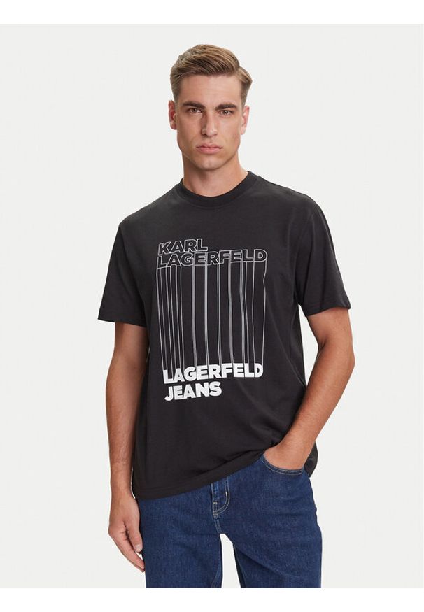 Karl Lagerfeld Jeans T-Shirt A3M17002 Czarny Regular Fit. Kolor: czarny. Materiał: syntetyk