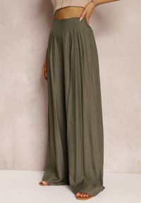 Renee - Ciemnozielone Spodnie Aedaris. Stan: podwyższony. Kolor: zielony. Materiał: tkanina. Wzór: gładki, ażurowy. Styl: klasyczny #5