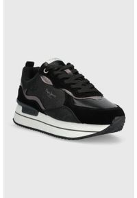 Pepe Jeans sneakersy RUSPER NAS kolor czarny PLS31513. Nosek buta: okrągły. Kolor: czarny. Materiał: guma. Obcas: na platformie #4