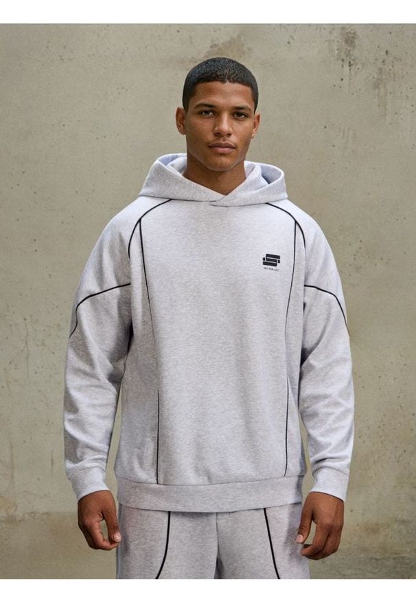 Sinsay - Bluza hoodie z kontrastową lamówką - szary. Kolor: szary