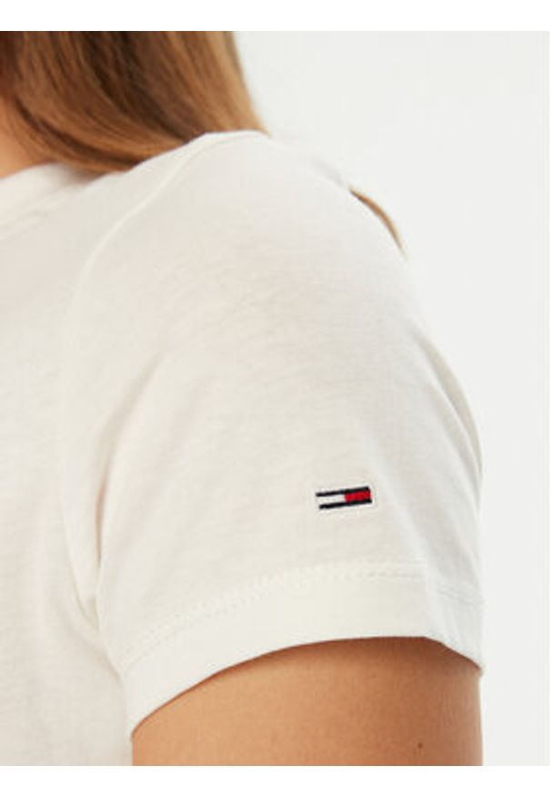 Tommy Jeans T-Shirt Essential DW0DW19447 Biały Slim Fit. Kolor: biały. Materiał: bawełna
