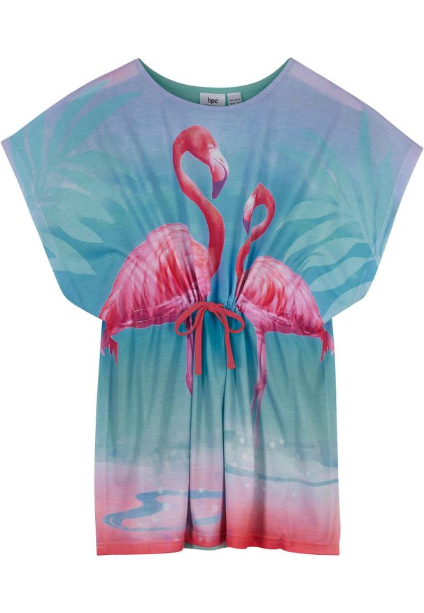 bonprix - Sukienka dziewczęca tunikowa. Kolor: niebieski. Wzór: nadruk, aplikacja. Sezon: lato. Styl: elegancki