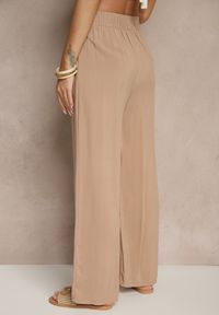 Renee - Ciemnobeżowe Szerokie Spodnie z Wiskozy High Waist Naivella. Stan: podwyższony. Kolor: beżowy. Materiał: wiskoza. Sezon: lato