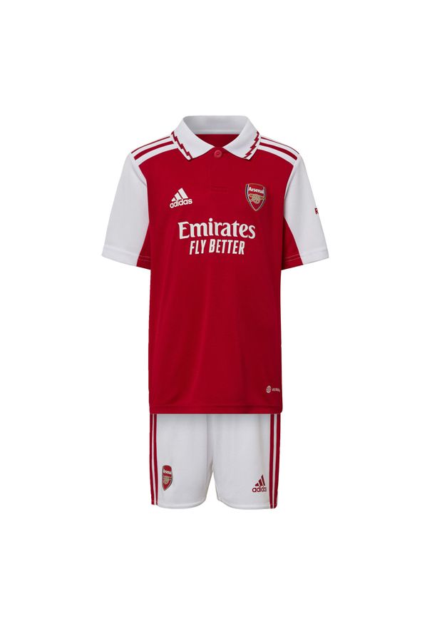 Adidas - Arsenal 22/23 Home Mini Kit. Kolor: czerwony, wielokolorowy, biały. Materiał: materiał