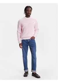 TOMMY HILFIGER - Tommy Hilfiger Sweter Classic MW0MW39524 Różowy Regular Fit. Kolor: różowy. Materiał: bawełna #4