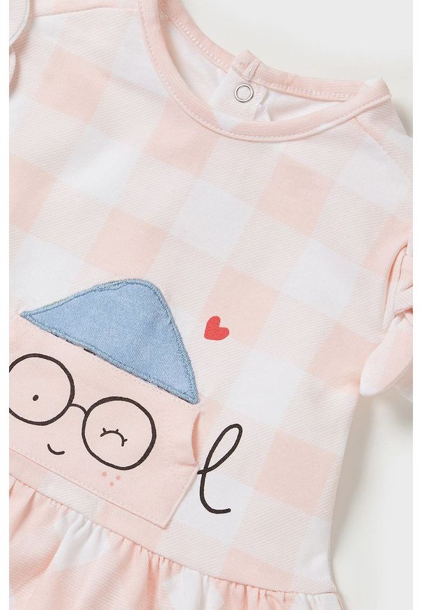 Mayoral Newborn sukienka bawełniana dziecięca kolor różowy mini rozkloszowana. Kolor: różowy. Materiał: bawełna. Długość rękawa: krótki rękaw. Typ sukienki: rozkloszowane. Długość: mini