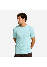 DOMYOS - Koszulka fitness męska Domyos krótki rękaw.. Kolor: niebieski. Materiał: poliester, materiał. Długość rękawa: krótki rękaw. Długość: krótkie. Sport: fitness #1