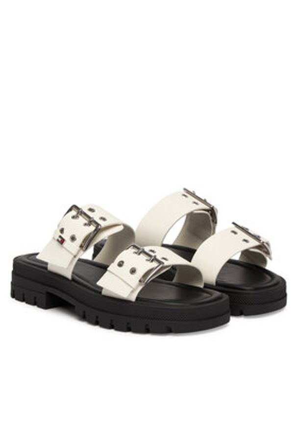 Tommy Jeans Klapki Tjw Buckle Straps Sandal EN02966 Écru. Kolor: kremowy. Materiał: skóra