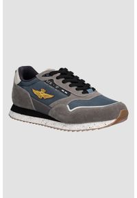 Aeronautica Militare - AERONAUTICA MILITARE Szaro-niebieskie sneakersy męskie, Rozmiar 43. Okazja: na co dzień. Kolor: szary #1