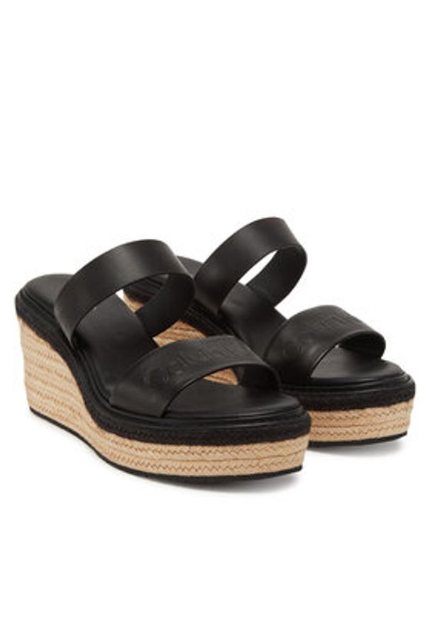 Calvin Klein Espadryle Wedge Sandal 50 - He HW0HW02375 Czarny. Kolor: czarny. Materiał: skóra