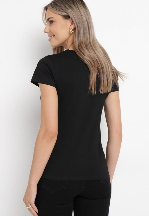 Born2be - Czarny Basicowy T-shirt Acatine. Okazja: na co dzień. Kolor: czarny. Materiał: dzianina. Styl: casual