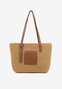 Born2be - Ciemnobeżowa Szydełkowa Torebka Shopperka z Bawełny Savonique. Kolor: beżowy. Styl: klasyczny, elegancki, casual
