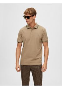 Selected Homme Polo 16087840 Beżowy Regular Fit. Typ kołnierza: polo. Kolor: beżowy #1