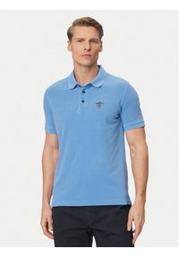 Aeronautica Militare Polo 261PO1925UP00406 Błękitny Regular Fit. Typ kołnierza: polo. Kolor: niebieski. Materiał: bawełna #1