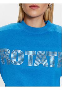 ROTATE Sweter Firm Rhinestone 1001152817 Niebieski Regular Fit. Kolor: niebieski. Materiał: bawełna #5
