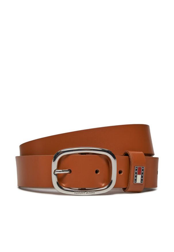 Tommy Jeans Pasek Damski Tjw Oval 3.0 AW0AW15836 Brązowy. Kolor: brązowy. Materiał: skóra