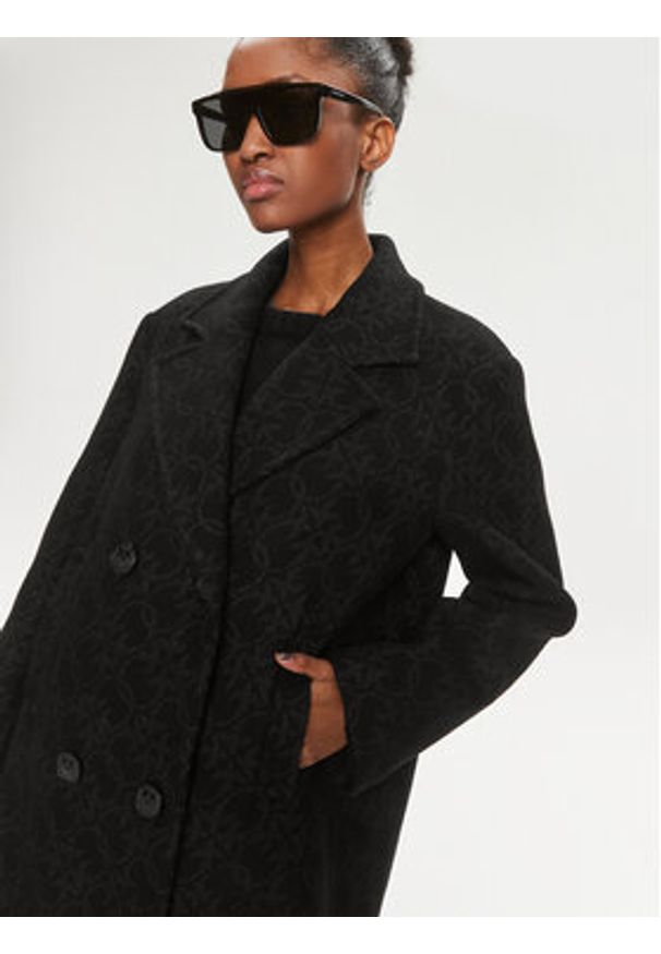 Pinko Płaszcz wełniany 101875 Y82W Czarny Regular Fit. Kolor: czarny. Materiał: bawełna