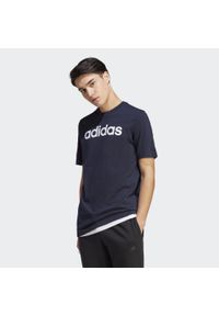 Adidas - Essentials Single Jersey Linear Embroidered Logo Tee. Kolor: biały, wielokolorowy, niebieski. Materiał: jersey