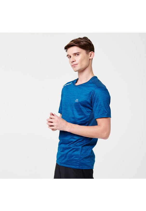 KALENJI - Koszulka do biegania męska Kalenji Dry+. Kolor: niebieski, wielokolorowy, szary. Materiał: materiał, poliester, elastan
