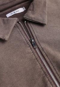 Renee - Beżowa Bluza Bomberka z Bawełny Oversize Ozdobiona Kołnierzem Vimelles. Okazja: na co dzień. Kolor: brązowy. Materiał: bawełna. Wzór: aplikacja. Styl: casual, elegancki #6