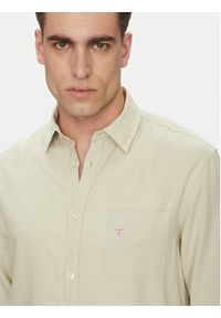 Guess Koszula F4GH00 WG3L0 Zielony Regular Fit. Kolor: zielony. Materiał: len, wiskoza