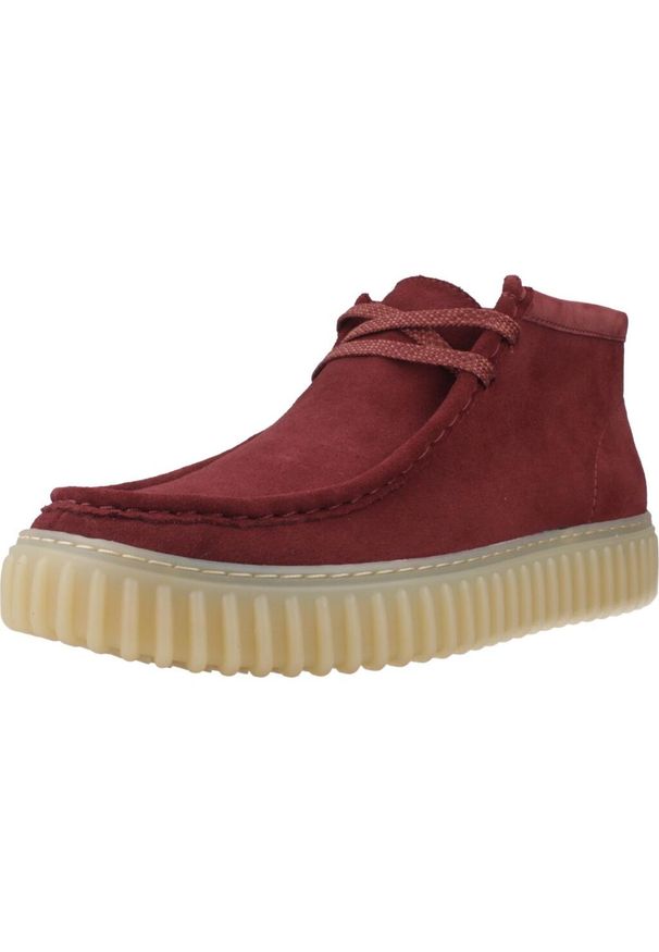 Clarks - Kapcie CLARKS TORHILL HI Bordeaux. Kolor: czerwony. Materiał: tkanina, skóra. Sport: turystyka piesza