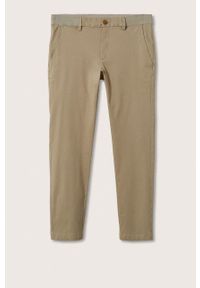 Mango Man spodnie męskie kolor beżowy dopasowane. Kolor: beżowy. Materiał: tkanina, włókno. Wzór: gładki #9