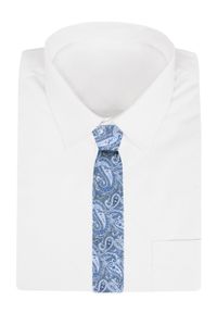 Męski Krawat - Chattier - Odcienie Błękitu, Wzór Paisley. Kolor: niebieski. Materiał: tkanina. Wzór: paisley. Styl: elegancki, klasyczny, wizytowy #4