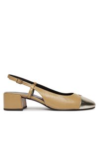 Tory Burch Sandały Cap-Toe Slingback Pump 156302 Beżowy. Kolor: beżowy. Materiał: skóra