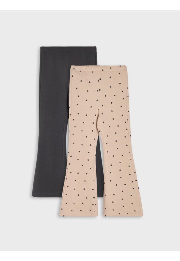 Sinsay - Prążkowane spodnie flare ze wzorkiem 2 pack - wielobarwny. Materiał: prążkowany