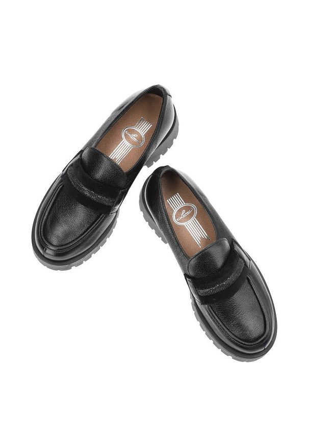 Czarne Półbuty Lemar Eleganckie Skórzane Buty. Kolor: czarny. Materiał: skóra. Szerokość cholewki: normalna. Styl: elegancki