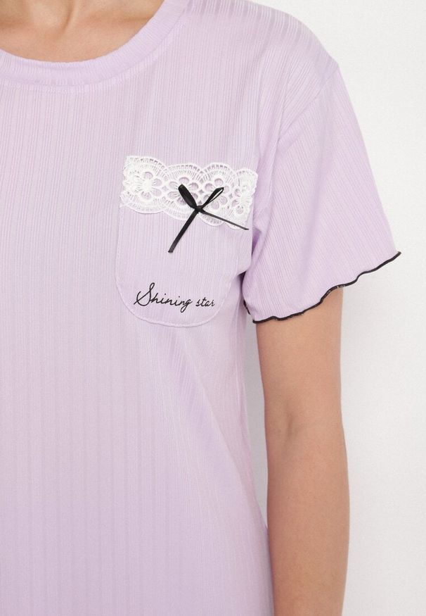 Born2be - Fioletowy Komplet Piżamowy T-shirt i Spodnie Milarunea. Kolekcja: plus size. Kolor: fioletowy