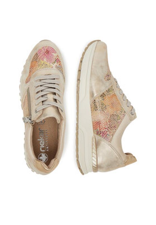 Rieker Sneakersy N7422-91 Beżowy. Kolor: beżowy. Materiał: skóra