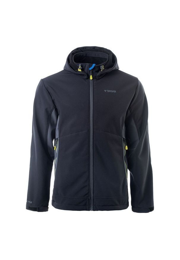 Kurtka męska Softshell Brugi 4NAY - czarna, Rozmiar XXXL. Kolor: czarny. Materiał: softshell. Sezon: jesień, wiosna